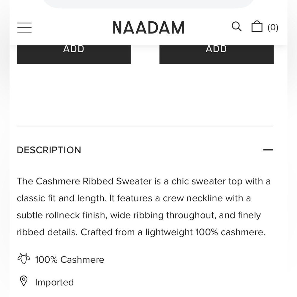 NAADAM Lightweight Cashmere Ribbed Sweater $158 MSRP - Picture 8 of 16